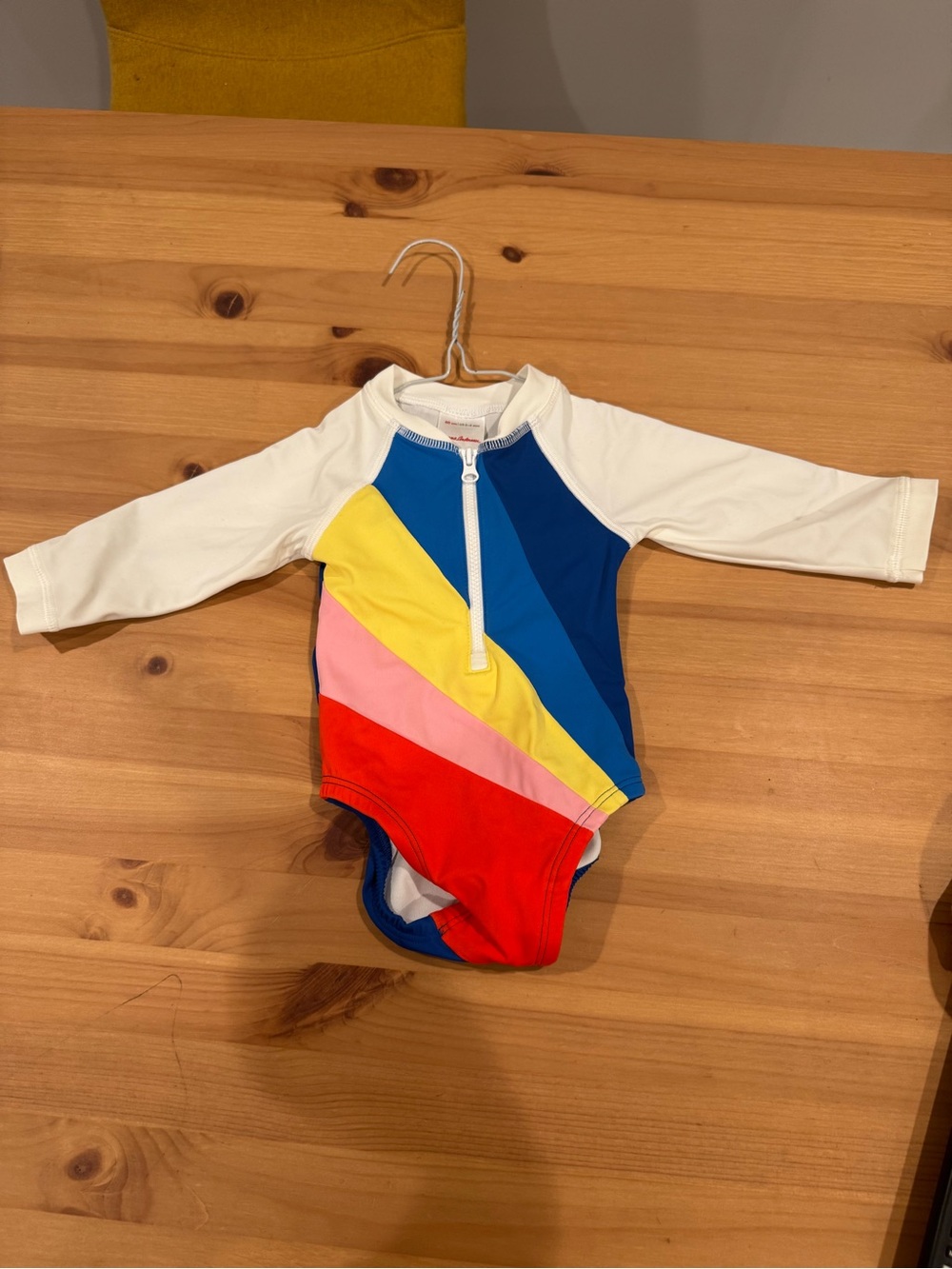 Kids Long-Sleeve Colorblock Rash Guard Swimsuit - Blue/White